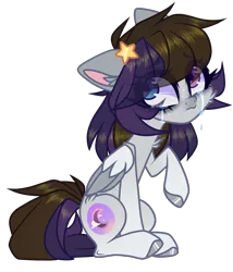 Size: 4566x5336 | Tagged: safe, artist:_spacemonkeyz_, derpibooru import, oc, oc:nightfall, pegasus, pony, absurd resolution, crying, female, heterochromia, mare, simple background, solo, transparent background