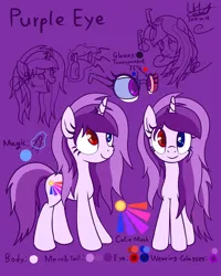 Size: 1200x1500 | Tagged: safe, artist:livehotsun, derpibooru import, oc, oc:purple eye, unofficial characters only, pony, unicorn, female, heterochromia, mare, reference sheet, solo