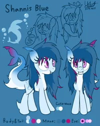 Size: 1200x1500 | Tagged: safe, artist:livehotsun, derpibooru import, oc, oc:shannis blue, unofficial characters only, original species, pony, shark, shark pony, female, mare, reference sheet, solo