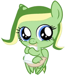 Size: 770x888 | Tagged: safe, artist:didgereethebrony, derpibooru import, oc, oc:boomerang beauty, pegasus, pony, baby, baby bottle, base used, diaper, female, filly, looking at you, simple background, solo, trace, transparent background
