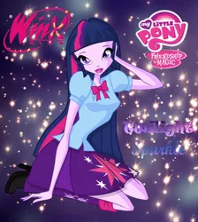 Size: 846x944 | Tagged: safe, artist:redillita, derpibooru import, twilight sparkle, twilight sparkle (alicorn), alicorn, human, equestria girls, barely eqg related, clothes, crossover, lipstick, my little pony logo, rainbow s.r.l, shoes, winx club, winxified