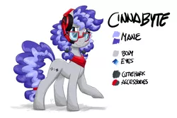 Size: 6000x4000 | Tagged: safe, artist:flutterthrash, derpibooru import, oc, oc:cinnabyte, pony, adorkable, bandana, cute, dork, gaming headphones, headphones, reference sheet