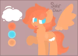 Size: 2900x2108 | Tagged: safe, artist:moonydusk, derpibooru import, oc, oc:solar dawn, unofficial characters only, pegasus, pony, female, mare, reference sheet