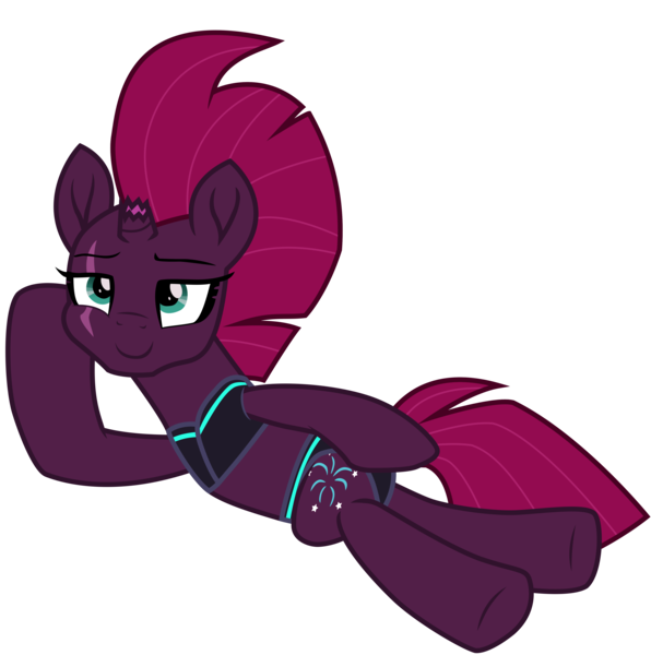 Size: 4463x4493 | Tagged: safe, alternate version, artist:ejlightning007arts, derpibooru import, fizzlepop berrytwist, tempest shadow, unicorn, bikini, broken horn, clothes, cute, cutie mark, eye scar, horn, lying down, scar, simple background, stupid sexy tempest shadow, swimsuit, tempestbetes, transparent background, vector