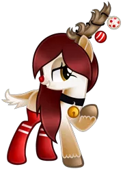 Size: 1280x1780 | Tagged: artist:cindydreamlight, clothes, deer, deer pony, derpibooru import, female, oc, oc:roosa flower, original species, safe, simple background, socks, solo, transparent background