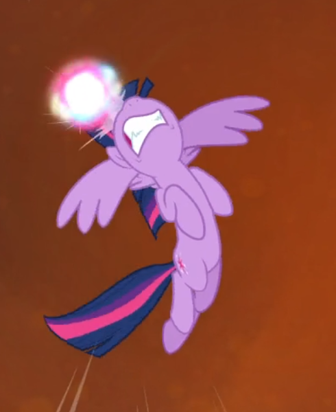 Size: 514x630 | Tagged: safe, derpibooru import, screencap, twilight sparkle, twilight sparkle (alicorn), alicorn, pony, twilight's kingdom, angry, cropped, female, fight, flapping, flying, furious, glowing horn, gritted teeth, horn, magic, mare, nose in the air, powerful, solo, spread wings, twilight is not amused, twilight vs tirek, unamused, wings