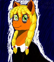 Size: 984x1125 | Tagged: safe, artist:cupid?, derpibooru import, applejack, pony, 1000 hours in ms paint, clothes, cosplay, costume, female, goth, halloween, halloween costume, holiday, lenore, lenore the cute little dead girl, mare