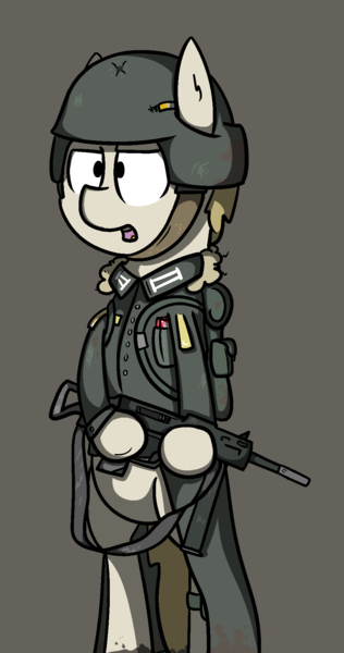 Size: 1000x1900 | Tagged: safe, artist:kippzu, derpibooru import, pony, gun, military, solo, weapon, wehrmacht