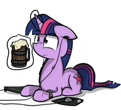 Size: 770x700 | Tagged: safe, artist:kippzu, derpibooru import, twilight sparkle, pony, unicorn, ale, computer mouse, female, floppy ears, headphones, keyboard, levitation, magic, mare, pc, ponyloaf, prone, solo, telekinesis, unfinished art, unicorn twilight, watch