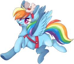 Size: 2973x2569 | Tagged: safe, artist:cutepencilcase, derpibooru import, rainbow dash, deer, pegasus, pony, reindeer, animal costume, antlers, belly fluff, chest fluff, christmas, clothes, costume, cute, dashabetes, eye clipping through hair, female, high res, holiday, leg fluff, mare, missing cutie mark, open mouth, reindeer costume, reindeer dash, simple background, solo, transparent background