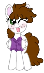 Size: 730x1200 | Tagged: safe, artist:kawaiioctopii, deleted from derpibooru, derpibooru import, oc, oc:graph travel, unofficial characters only, pegasus, pony, 2020 community collab, derpibooru community collaboration, :p, clothes, commission, female, freckles, mare, simple background, solo, tongue out, transparent background, vest, wings