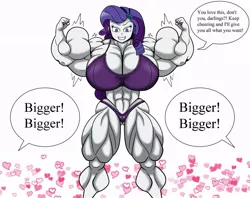 Size: 1005x795 | Tagged: suggestive, artist:nokozeze, derpibooru import, rarity, equestria girls, biceps, big breasts, breasts, busty rarity, female, fetish, flexing, huge breasts, muscle fetish, muscles, muscular female, overdeveloped muscles, ripped rarity, solo, thighs