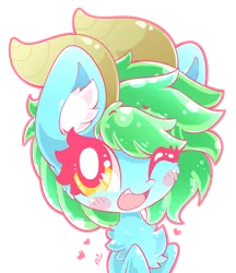 Size: 727x840 | Tagged: safe, artist:hungrysohma, derpibooru import, oc, dracony, dragon, hybrid, pony, blushing, chest fluff, cute, ear fluff, female, heart, one eye closed, simple background, transparent background, wink