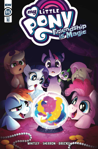 Size: 1318x2000 | Tagged: applejack, artist needed, cover, crystal ball, derpibooru import, fluttershy, idw, pinkie pie, rainbow dash, rarity, safe, spike, spoiler:comic, spoiler:comic86, twilight sparkle