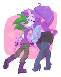 Size: 725x920 | Tagged: suggestive, artist:bigdad, derpibooru import, rarity, spike, equestria girls, bent over, big breasts, boots, breasts, busty rarity, clothes, equestria girls-ified, eyes closed, female, height difference, high heel boots, huge breasts, kissing, male, pedophile, shipping, shoes, sparity, straight