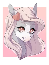 Size: 779x1025 | Tagged: safe, artist:trashscoot, derpibooru import, oc, oc:serendipity, unofficial characters only, pony, abstract background, bust, chest fluff, coat markings, commission, female, heart, looking at you, mare, smiling, solo, starry eyes, wingding eyes
