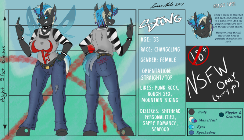 Size: 3657x2110 | Tagged: anthro, artist:lunarnobis, breasts, busty changeling, changeling, derpibooru import, flipping off, hooves, oc, oc:sting, suggestive, vulgar