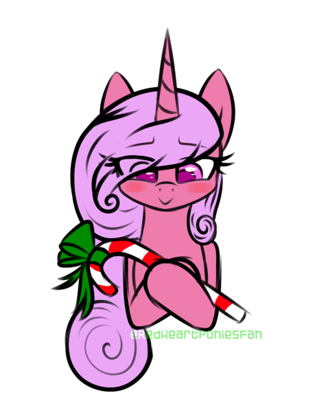 Size: 2000x2600 | Tagged: safe, artist:redheartponiesfan, derpibooru import, oc, oc:lovend heart, pony, unicorn, candy, candy cane, female, food, mare, simple background, solo, transparent background