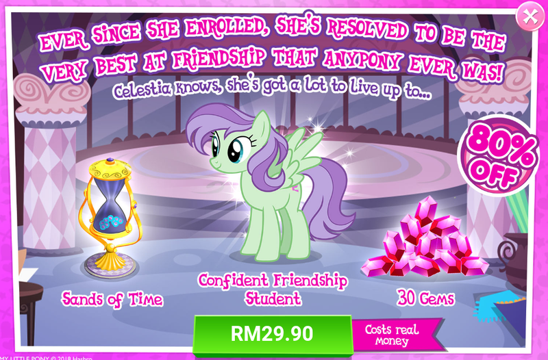 Size: 1029x676 | Tagged: safe, derpibooru import, violet twirl, pegasus, pony, advertisement, costs real money, friendship student, gameloft, gem, sale, sands of time