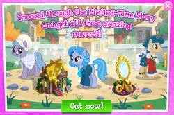 Size: 1036x689 | Tagged: safe, derpibooru import, idw, unnamed character, unnamed pony, earth pony, pony, unicorn, advertisement, gameloft, idw showified, limited-time story