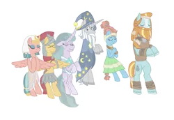 Size: 1079x741 | Tagged: safe, artist:alexeigribanov, derpibooru import, flash magnus, meadowbrook, mistmane, rockhoof, somnambula, star swirl the bearded, earth pony, ghost, pegasus, pony, undead, unicorn, female, male, mare, pillars of equestria, simple background, spirit, stallion, transparent background