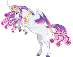 Size: 1177x919 | Tagged: safe, artist:bijutsuyoukai, derpibooru import, oc, alicorn, pony, colored wings, female, magical lesbian spawn, mare, multicolored wings, offspring, parent:princess cadance, parent:rarity, parents:raridance, rearing, solo, wings