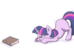 Size: 584x431 | Tagged: safe, artist:buttersprinkle, derpibooru import, twilight sparkle, pony, unicorn, about to pounce, animated, behaving like a cat, book, cute, female, filly, filly twilight sparkle, gif, hunting, that pony sure does love books, tongue out, twiabetes, unicorn twilight, younger