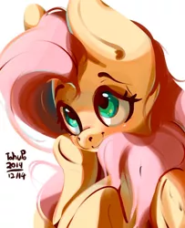 Size: 866x1069 | Tagged: safe, artist:tohupo, derpibooru import, fluttershy, pegasus, pony, blushing, bust, cute, female, hoof on cheek, hooves to the chest, looking up, mare, portrait, shyabetes, simple background, smiling, solo, three quarter view, white background