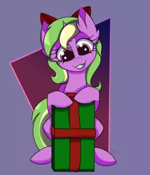 Size: 3656x4264 | Tagged: safe, artist:lux-arume, derpibooru import, oc, oc:sparkly breeze, unofficial characters only, pony, unicorn, christmas, female, holiday, mare, present, solo