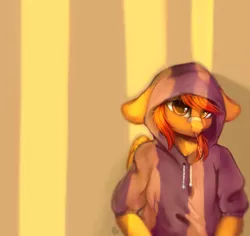 Size: 5000x4710 | Tagged: anthro, artist:alphadesu, clothes, derpibooru import, female, hair over eyes, hoodie, looking at you, oc, oc:firetale, pegasus, safe, shadow, unofficial characters only, wings