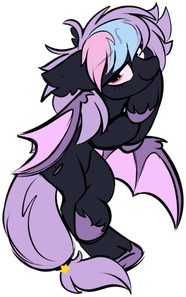 Size: 1245x1981 | Tagged: safe, artist:mulberrytarthorse, derpibooru import, oc, oc:chilling night, unofficial characters only, bat, bat pony, pony, female, looking at you, mare, outline, simple background, solo, teamtrees, transparent background