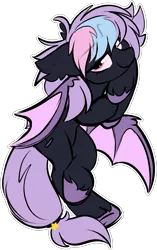 Size: 1245x1981 | Tagged: safe, artist:mulberrytarthorse, derpibooru import, oc, oc:chilling night, unofficial characters only, bat, bat pony, pony, female, looking at you, mare, outline, simple background, solo, teamtrees, transparent background