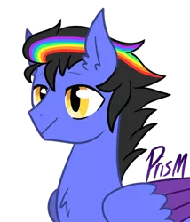 Size: 400x467 | Tagged: safe, artist:jagga-chan, derpibooru import, oc, oc:prism, pegasus, pony, male, multicolored hair, rainbow hair, simple background, solo, stallion, transparent background