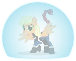 Size: 1280x1041 | Tagged: safe, artist:mlp-trailgrazer, derpibooru import, oc, unofficial characters only, hybrid, manticore, pegasus, pony, clothes, crossover, fantastic four, female, invisible, invisible woman, marvel, smiling, solo, spread wings, wings