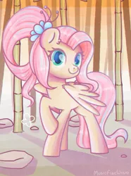 Size: 1369x1839 | Tagged: safe, artist:musicfirewind, derpibooru import, fluttershy, pegasus, pony, the last problem, bamboo, cute, ear fluff, female, looking at you, mare, older, older fluttershy, one hoof raised, shyabetes, solo