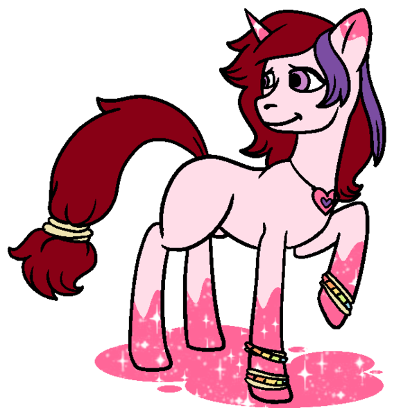 Size: 636x646 | Tagged: safe, artist:dragonflyfire8, artist:ponebox, derpibooru import, oc, unofficial characters only, pony, unicorn, collaboration, glitter, horn, jewelry, looking back, necklace, raised hoof, simple background, solo, transparent background, unicorn oc