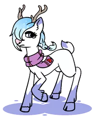 Size: 656x832 | Tagged: safe, artist:dragonflyfire8, artist:ponebox, derpibooru import, oc, unofficial characters only, deer, deer pony, original species, antlers, clothes, collaboration, female, mare, reindeer antlers, scarf, simple background, socks (coat marking), solo, transparent background, unshorn fetlocks