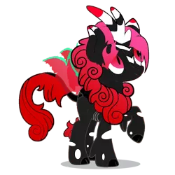 Size: 1200x1200 | Tagged: 2020 community collab, changeling, derpibooru community collaboration, derpibooru import, hybrid, kirin, oc, red changeling, safe, simple background, solo, transparent background, unofficial characters only