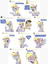 Size: 2254x3006 | Tagged: safe, artist:jitterbugjive, derpibooru import, derpy hooves, doctor whooves, time turner, pony, lovestruck derpy, blushing, key