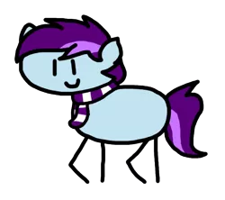 Size: 622x553 | Tagged: safe, artist:theartisttree, derpibooru import, oc, oc:theartisttree, earth pony, pony, clothes, full body, mane, nutshell stick ponies, purple, scarf, simple, smiling, solo, stick figure, stick ponies, stick pony, stickpony, tail