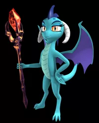 Size: 2000x2500 | Tagged: 3d, artist:argos90, black background, bloodstone scepter, derpibooru import, dragon, dragon lord ember, princess ember, safe, simple background