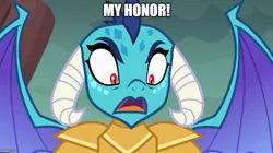 Size: 888x499 | Tagged: armor, avatar the last airbender, caption, derpibooru import, dragon, dragoness, edit, edited screencap, female, gauntlet of fire, image macro, meme, open mouth, princess ember, red eyes, safe, screencap, solo, spread wings, text, wings, zuko