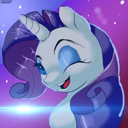 Size: 3508x3508 | Tagged: safe, artist:skyline19, derpibooru import, rarity, pony, unicorn, bust, cute, female, image, mare, one eye closed, open mouth, png, portrait, raribetes, smiling, solo, wink