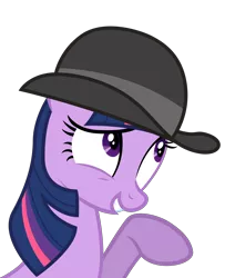 Size: 3250x4000 | Tagged: safe, artist:dharthez, derpibooru import, twilight sparkle, pony, unicorn, mmmystery on the friendship express, bowler hat, bust, female, hat, mare, simple background, solo, transparent background, unicorn twilight, vector