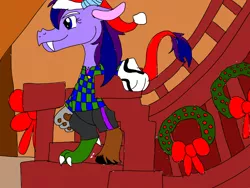 Size: 1024x768 | Tagged: artist:wolfspiritclan, christmas, christmas decoration, derpibooru import, draconequus, draconequus form, draconequus oc, draconequussona, hat, hearth's warming, hearts warming eve, holiday, oc, oc:adean the draconequus, oc:stormy nights, original character do not steal, safe, santa hat, self insert, song reference