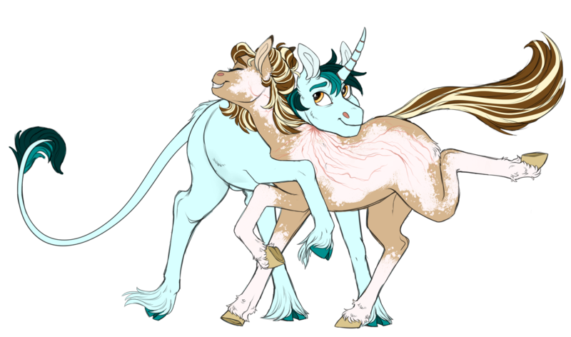 Size: 1280x755 | Tagged: safe, artist:loladotz, derpibooru import, oc, oc:amadis, oc:radiant valor, unofficial characters only, classical unicorn, earth pony, pony, unicorn, cloven hooves, female, leonine tail, male, mare, simple background, stallion, transparent background, unshorn fetlocks