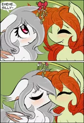 Size: 1272x1846 | Tagged: safe, artist:freefraq, derpibooru import, oc, oc:flower, oc:lai chi, bat pony, original species, plant pony, cute, female, kissing, lesbian, plant