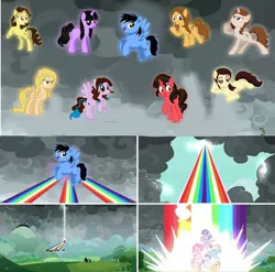 Size: 3000x2968 | Tagged: safe, derpibooru import, edit, edited screencap, screencap, applejack, fluttershy, pinkie pie, rainbow dash, rarity, twilight sparkle, twilight sparkle (alicorn), oc, oc:facus sparkle, ponified, alicorn, earth pony, pegasus, pony, unicorn, my little pony: pony life, the ending of the end, analiz sánchez, annie rojas, carla castañeda, circe luna, claudia motta, elsa covián, maggie vera, mane six, melissa gedeón, voice actor