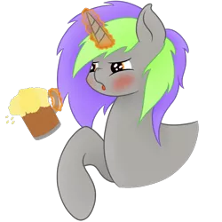 Size: 1773x1773 | Tagged: safe, artist:flutternom, artist:gambythe4th, derpibooru import, oc, oc:frenzy nuke, unofficial characters only, pony, alcohol, drunk, simple background, transparent background