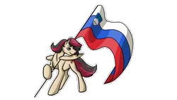 Size: 5786x3273 | Tagged: safe, derpibooru import, oc, oc:porsche speedwings, unofficial characters only, pegasus, pony, flag, flag pole, flagpole, holding a flag, looking to side, raised hoof, simple background, slovene, slovenia, slovenian flag, solo, tan coat, transparent background